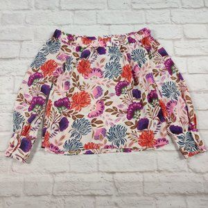 INC International Concepts womens off shoulder casual blouse white floral sz XS
